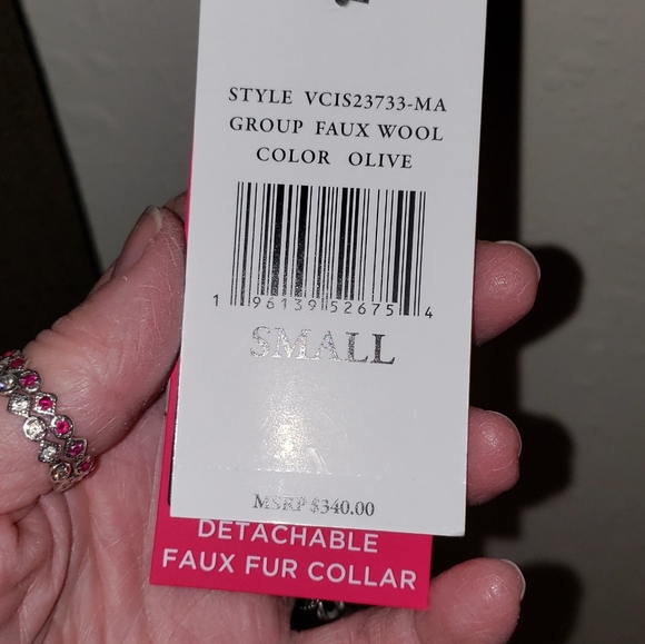 Vince Camuto Olive Coat with Detachable Collar women's size  S  NWT - Picture 15 of 16